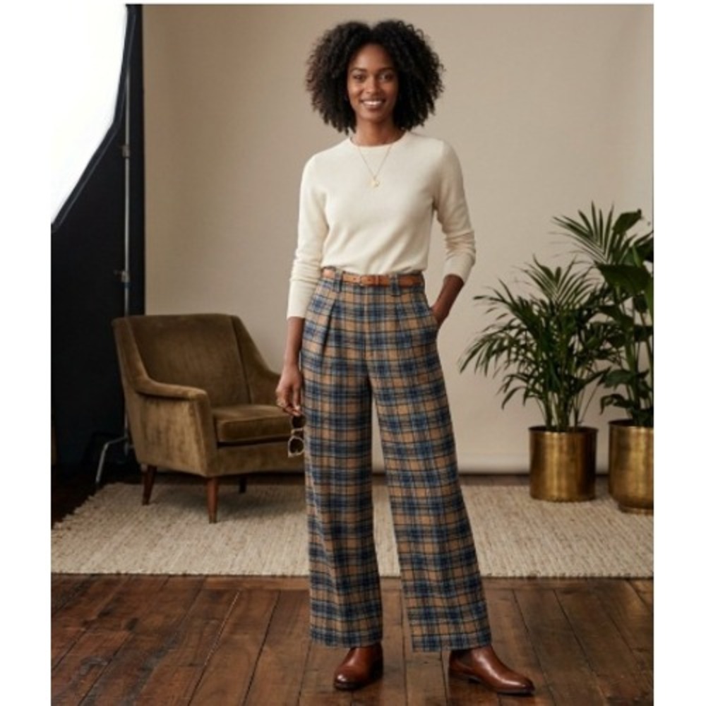 MOTHER Denim The Pleated Maven Prep Sneak Pants Delta Dawn Plaid Wide Leg 25